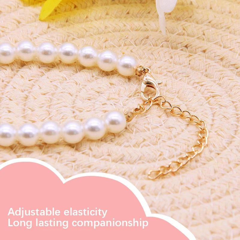 New Cat Collar Decoration Pet Cute Exquisite Neck Kitten Adjustable Summer Cat Necklace High Simulation Pearls Pet Supplies