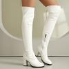 Elastic Women's Thigh High Boots Block High Heels Over-the-knee Boot Black Red White Long Tall Party Shoes Ladies Large Size 48