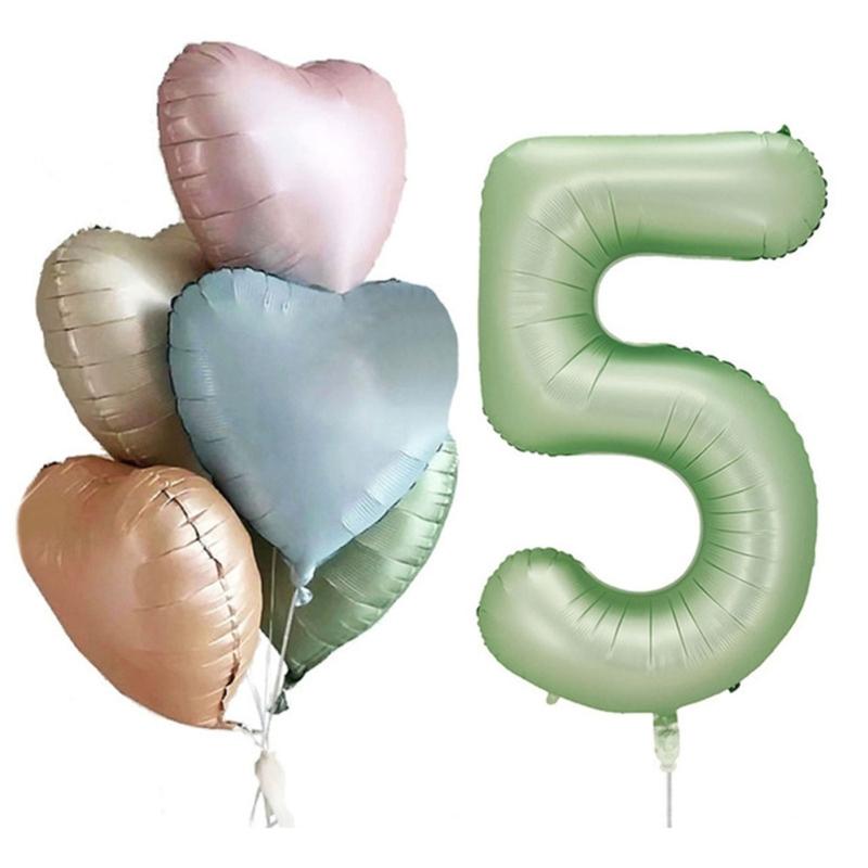 6Pcs Cream Color Number Balloon Set Beige Caramel Number 0-9 Balloon Foil Helium Ball Birthday Wedding Party Decoration