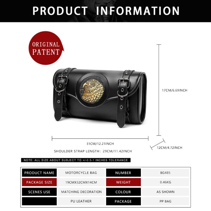 Retro Motorcycle Handlebar Storage Bag With Multiple Pockets Waterproof PU Leather For Tools And Accessories