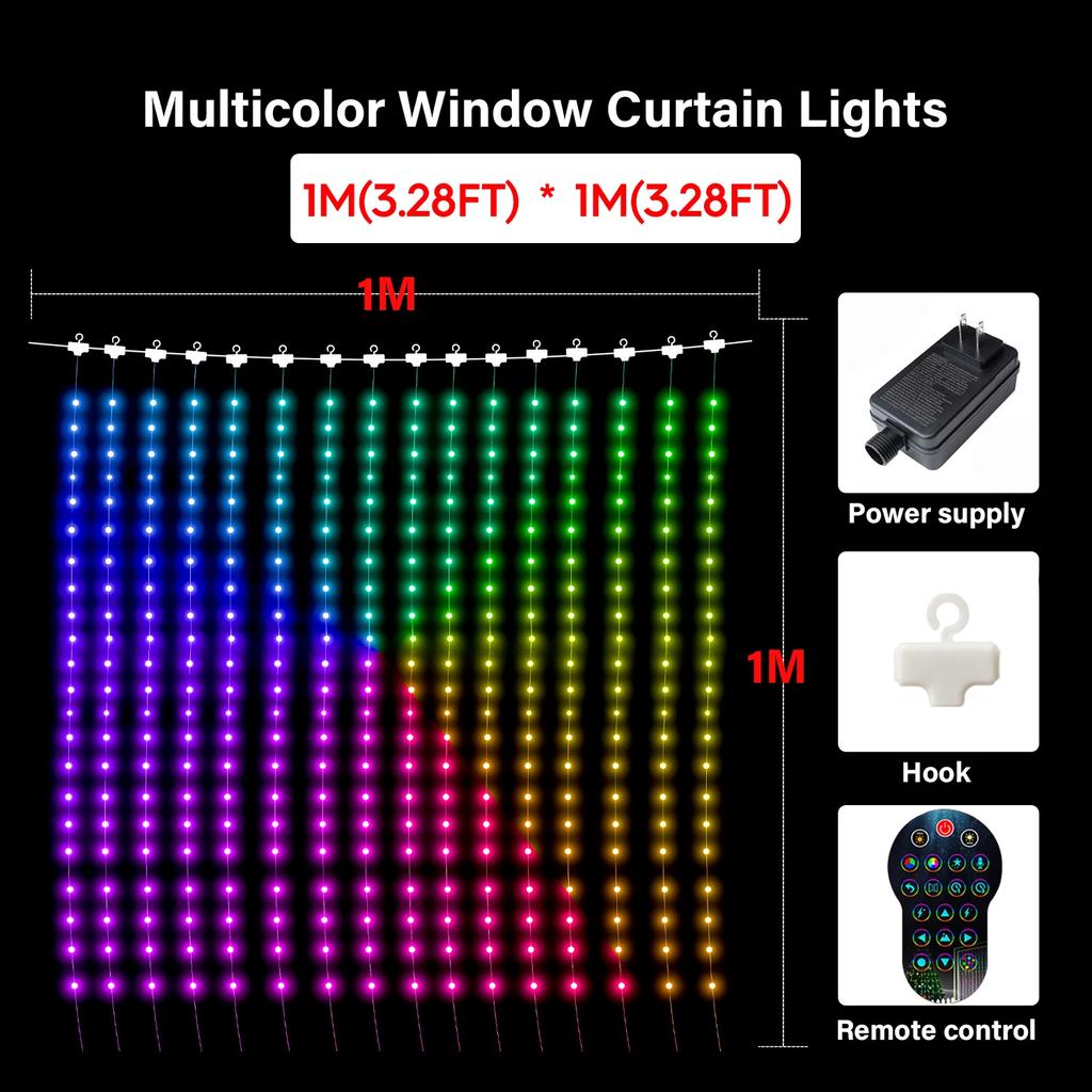 Smart Curtain String Light App DIY Picture Text Led Display Smart LED RGB String Light RGB LED Bluetooth Control Curtain Lights