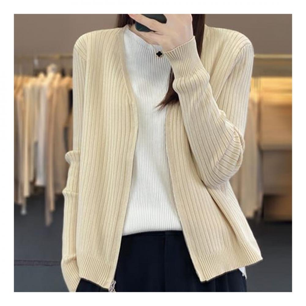 Navava Men S Ribbed Simple Zip Up Long Sleeve Knit Cardigan Nk1956