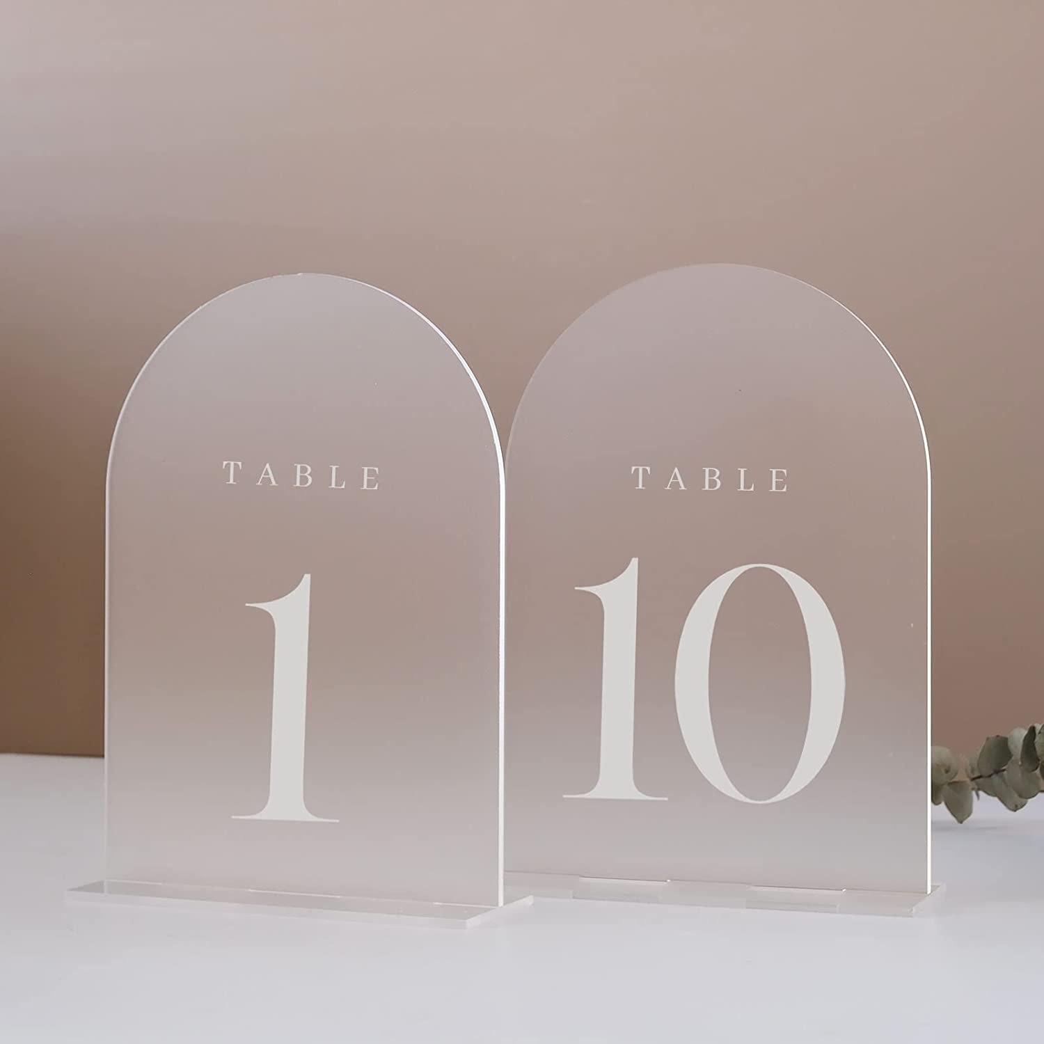 

Frosted Arch Wedding Table Numbers with Stand Acrylic Sign Holders for Centerpiece,Reception,Decoration,Party,Anniversary,Event