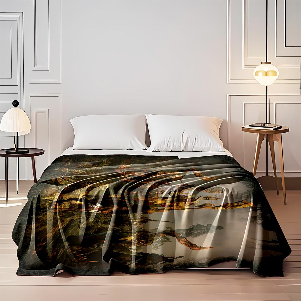 Fantasy Orcs and Beasts War Scene Blanket Flannel blanket for bedroom, living room, sofa, and nap sofas.