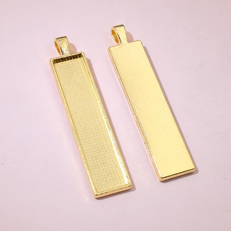 5pcs 10x50mm inner size Rectangle Pendant Cabochon Blank Base Setting Bezel Tray DIY Necklace Jewelry Making Accessories