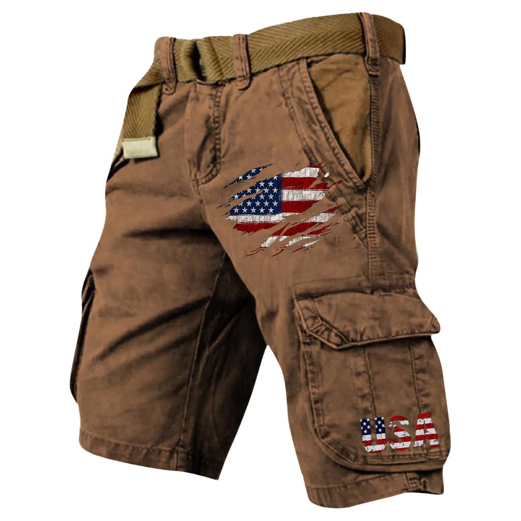 Men's Summer Printed Outdoor Shorts Men's Loose Multi-Pocket Shorts