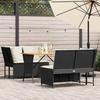 VidaXL Garden Lounge Set 3 Pcs with Cushions Black Wicker, Outdoor Sofa Set, Garden Lounge, Set 3365341
