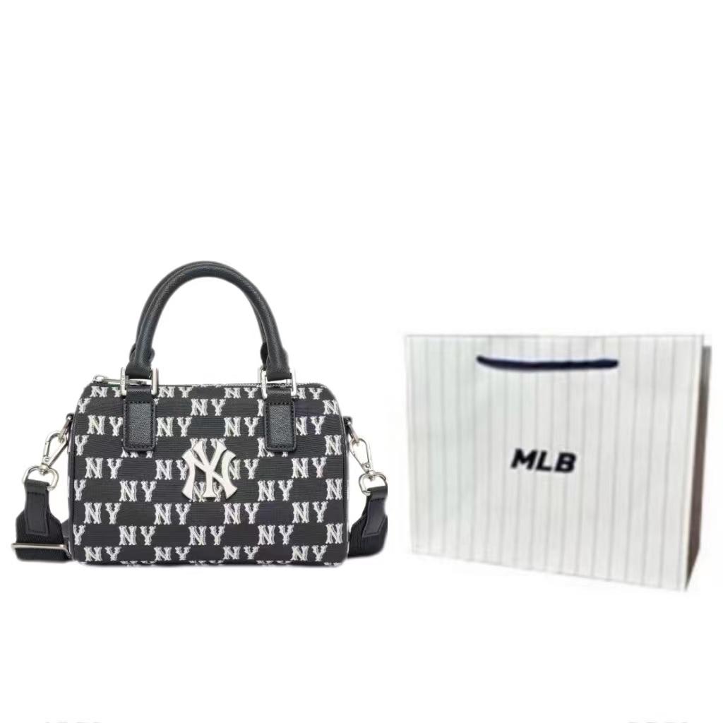 New MLB New York Yankees Polyester With Artificial Leather Crossbody One Shoulder Handbag Women's Panda Black White 3ABWS013N-50BKS