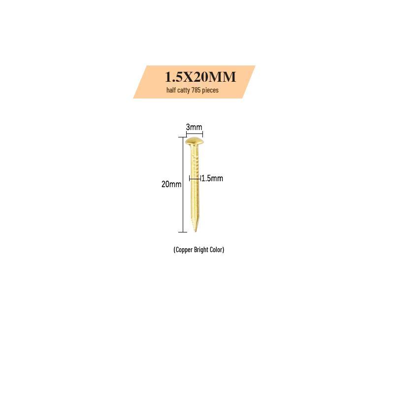 Antique Brass Round Head Copper Nails for Hinges & Decorative Use, Golden Finish, Small Size