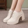 Fashion AIYUQI Women High Heels Autumn New Genuine Leather Platform Women Business Dress Shoes Lace-up British Style Office Shoes Women