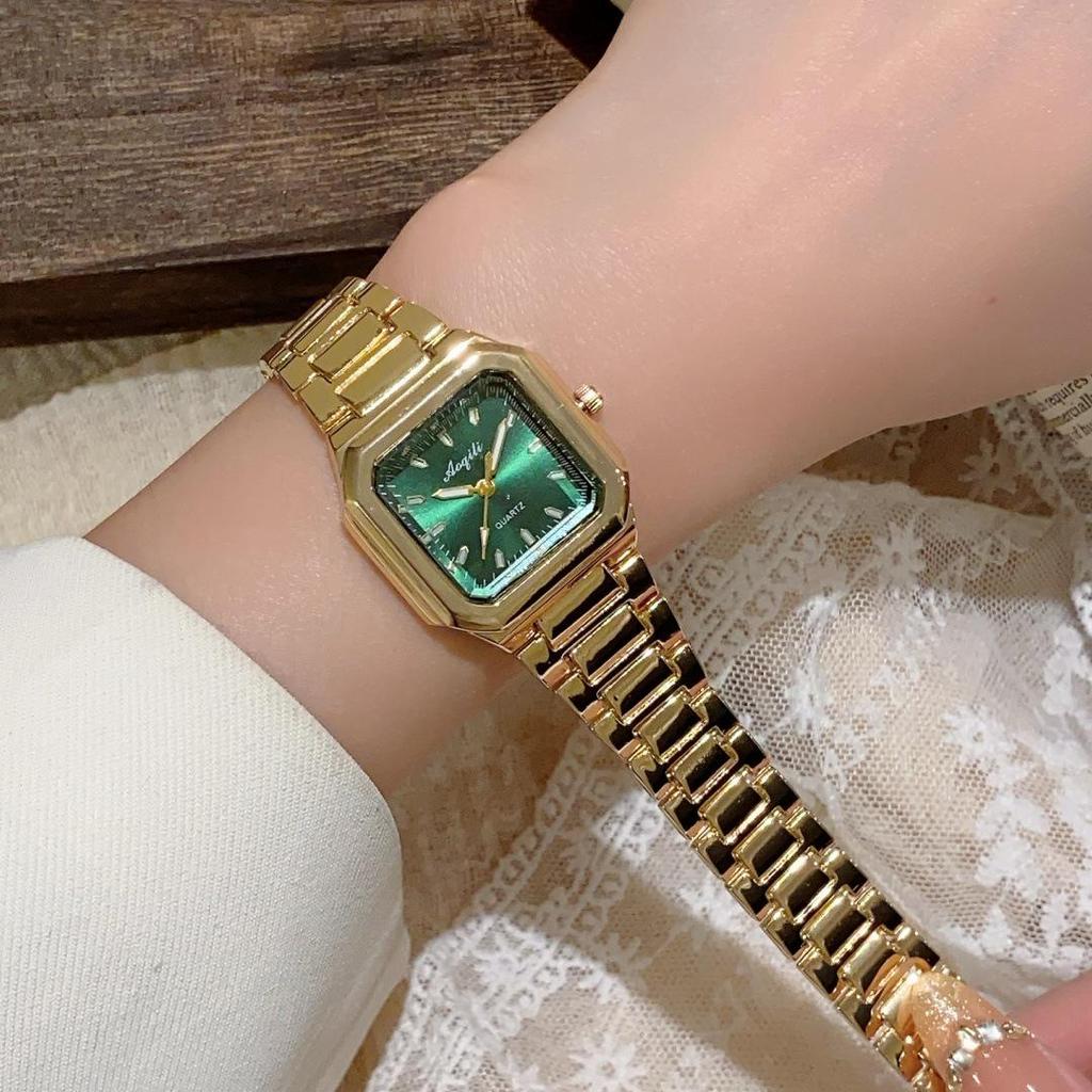 Elegant Gold Square Women's Quartz Watch - Chinese Style Business & Student Wear