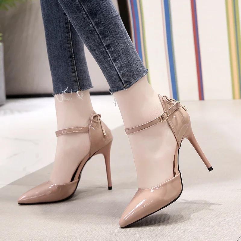 Fashion New High Heels Women Pumps Shoes for Women Pointed Toe Fashion Sexy Black Wedding Shoes Nude Bridal Shoes Ladies Heels Sandals