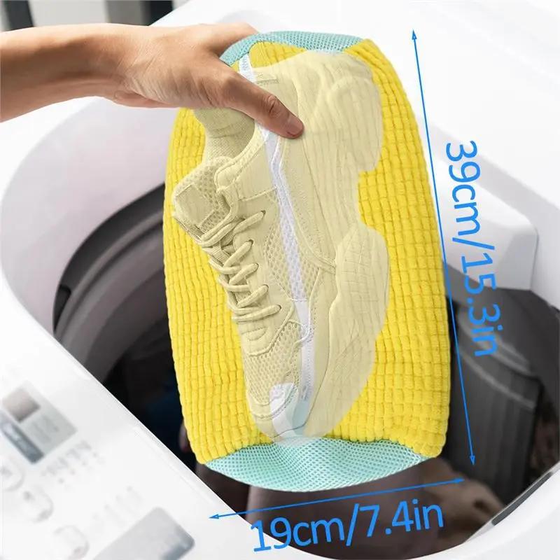 1PC Shoe Washing Machine Bag Cotton Laundry Bag Reusable Plush Fiber Clean Laundry Bags 360° Wrap-Around Clean Wash Bag Storage