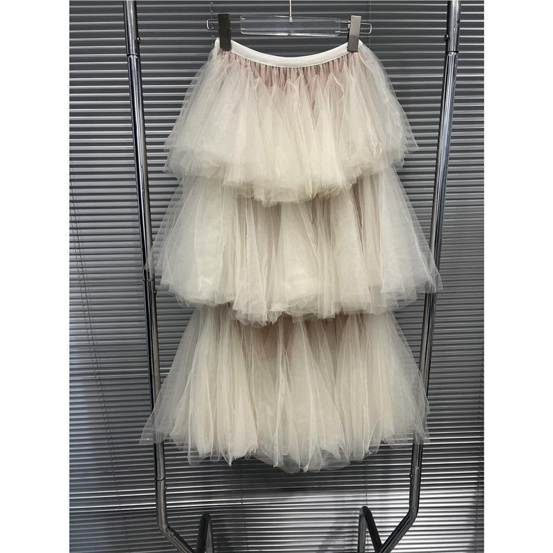 2026 spring new sweet ballet style multi-layer cake skirt elastic waist mesh long skirt tutu skirt skirt tide One size fits all