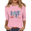 Women's Print Round Neck Top With Three Quarter Sleeves T-Shirt Three Quarter Sleeves T-Shirt