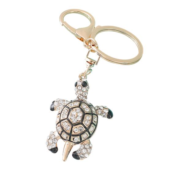 Cute Turtle Shape Rhinestone Keychain Sparkling Faux Crystal Bag Charm for Purse Handbag Accessory Gift for Women Girls
