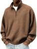 Men's Vintage Check Textured Zip Sweatshirt Stand Collar Long Sleeve Casual Pullover