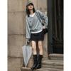 Demana Women's Color Block Faux Two-Piece Spliced Round Neck Sweatshirt