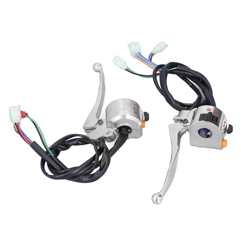 2pcs 22mm Motorcycle Drum Brake Handlebar Switch Left Right Aluminum Alloy Silver Replacement for JH70 JH90