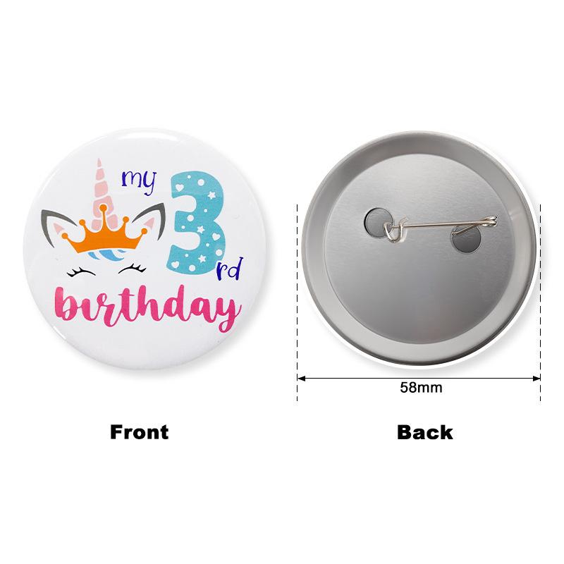 New Unicorn Theme Series Party Badge Baby First Birthday Cartoon Digital Badge 