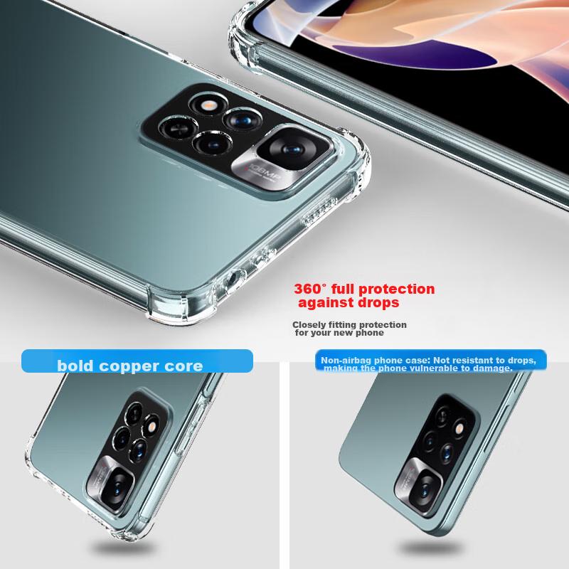 Phone Case for Redmi Note 11 Pro/11 Pro+, Full Protection Airbag Shockproof Soft (With Lanyard Hole), ES-IP9 Series Version, Translucent White