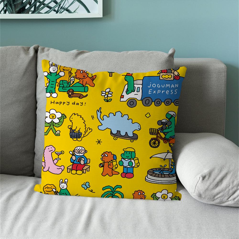 Cartoon Art Joguman Cute Pillow Case Sofa Living Room Bedroom Headboard Backrest Cushion Square Cushion Nap Time