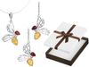 Set of Women' Silver Bee Jewelry with Amber Bee 925