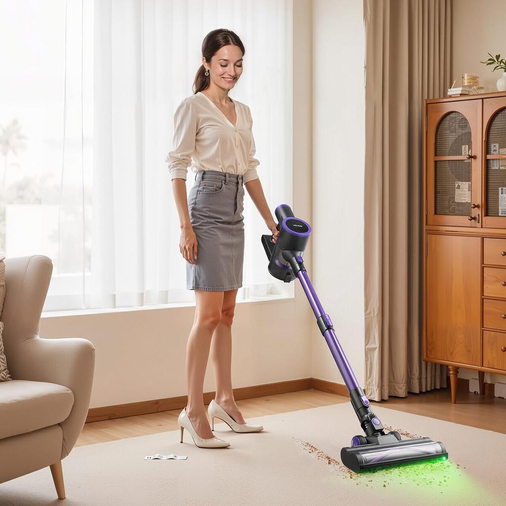 Cordless Vacuum Cleaner, 25KPA Max Powerful Suction, Rechargeable Anti-Tangle Stick Vacuum with Dust Cup, Lightweight Handheld Vac with 35mins Runtime