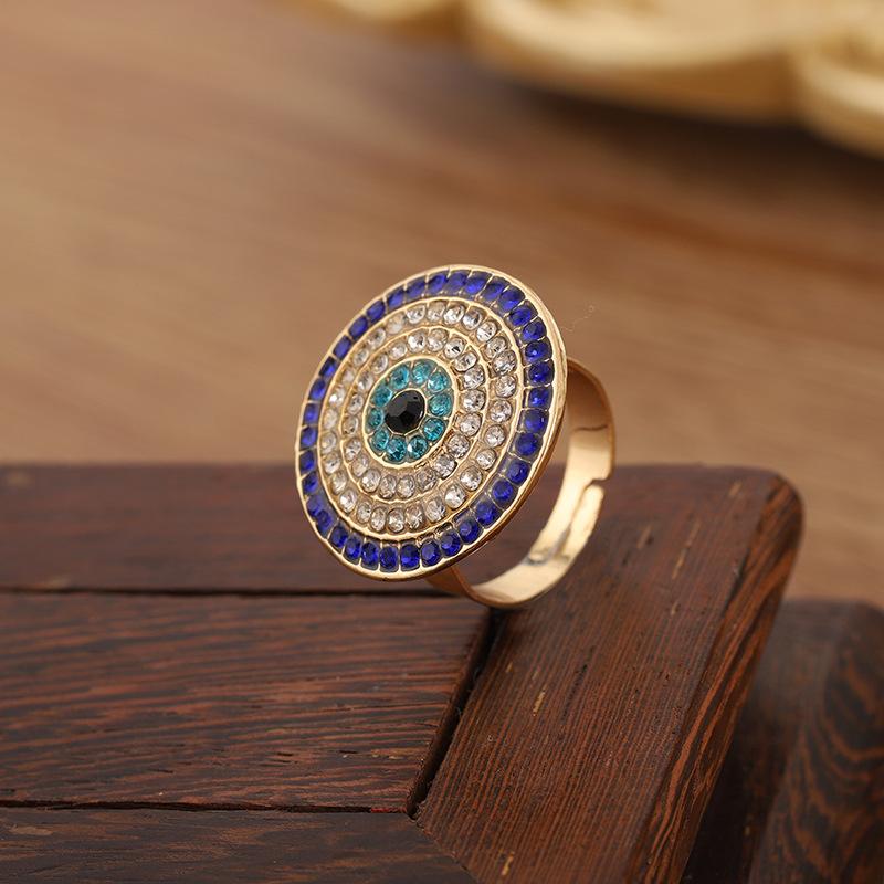 Hot Selling New Style with Exaggerated Temperament, Devil's Eye Full Diamond Opening Ring