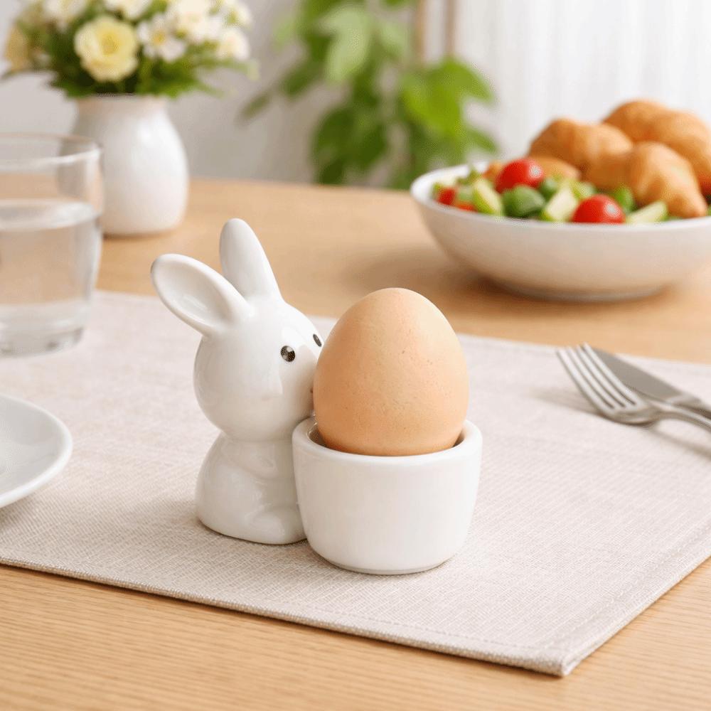 Cartoon Ceramic Egg Cup Smooth Easter Egg Tray Cup Bunny Shaped Eggs Holder Easter Decor