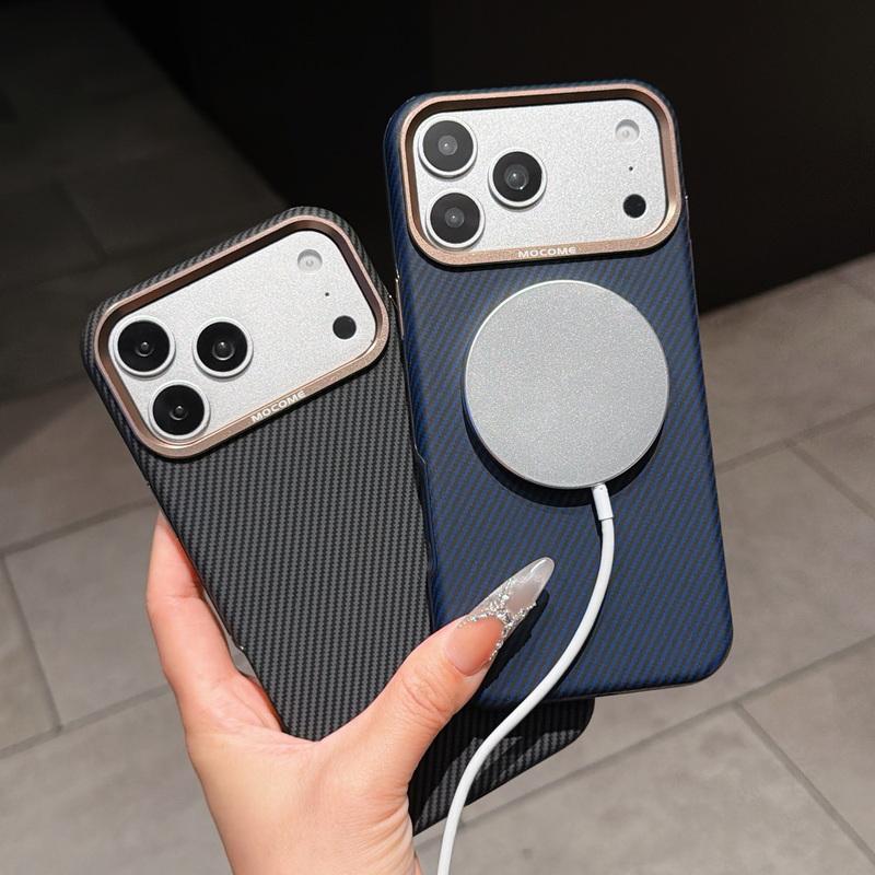 Case For iPhone 17 Pro Max Luxury Carbon Fiber Texture Leather Hybrid TPU Built-in Metal Plate Strong Magnetic Cover For iPhone 16 15 14 13 Pro Max