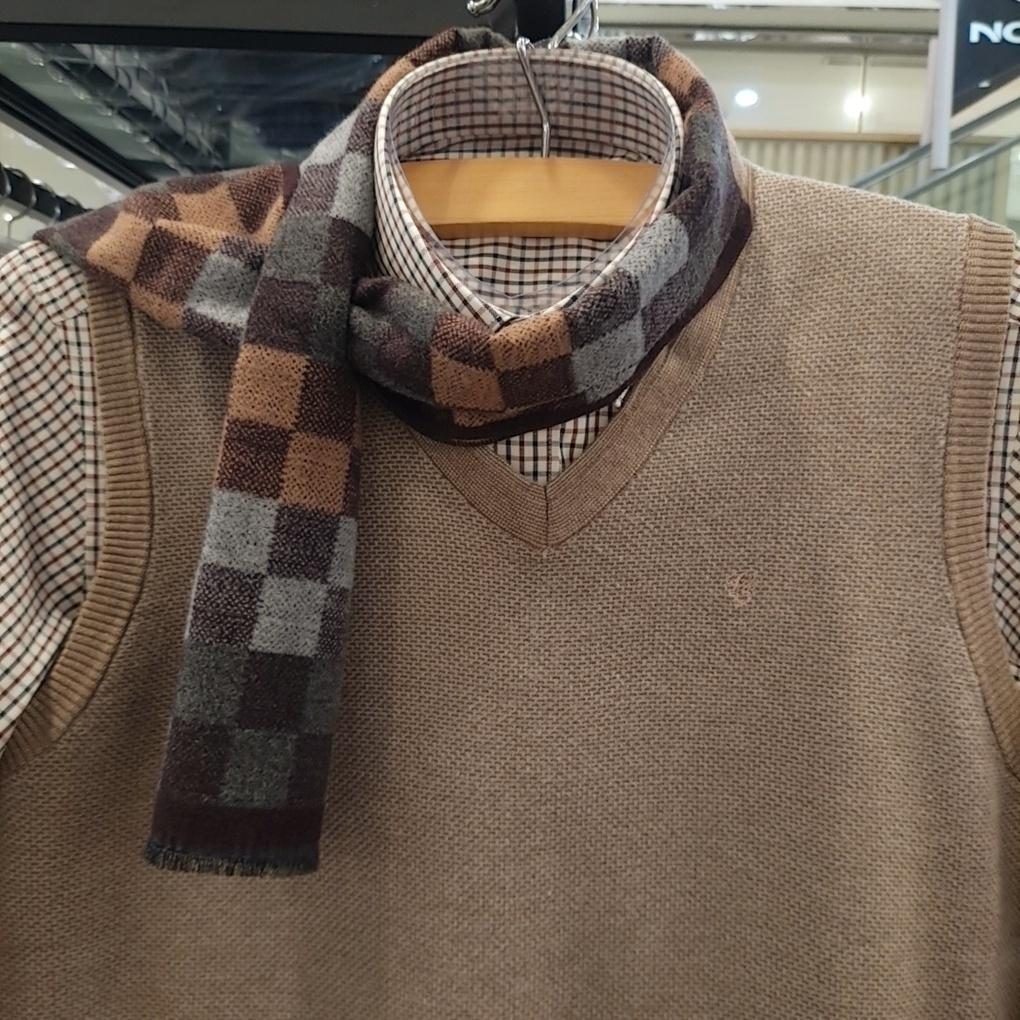 Bachi warm and soft chess pattern men's petite muffler VM1M4BS110I