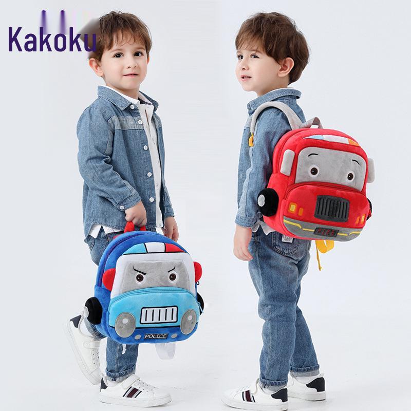 Customizable Plush Cartoon Car Backpack for Kids 2-4, Printed with Logo - Perfect for Kindergarten.