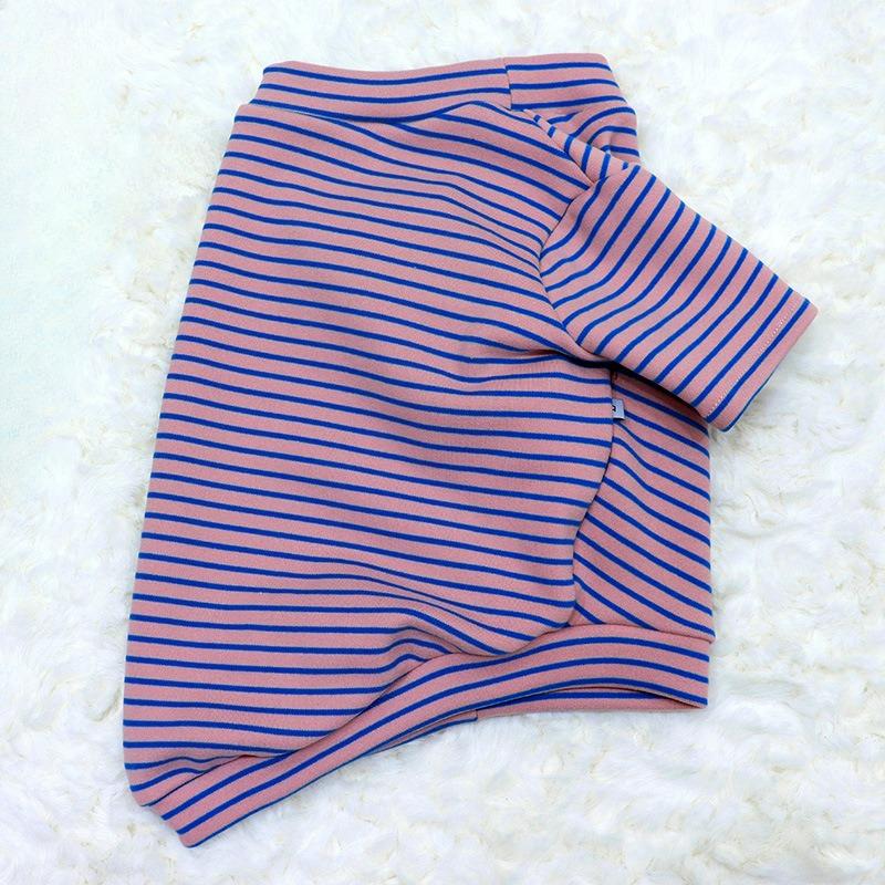 Dog Super Elastic Bottoming Shirt Color Strips Autumn and Winter Brushed Thick Fabric Stretch Stripes Fat Control Dog Clothes