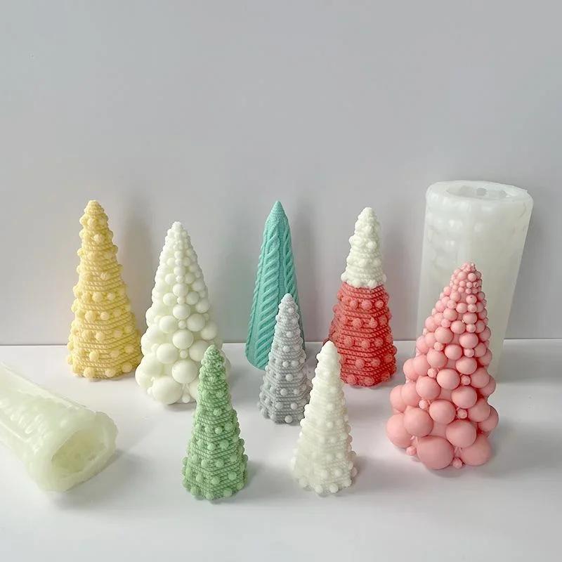 New Christmas Tree Candle Silicone Mold Bubble Tip Christmas Tree Aromatherapy Candle Silicone Mold Soap Mold Christmas Gift