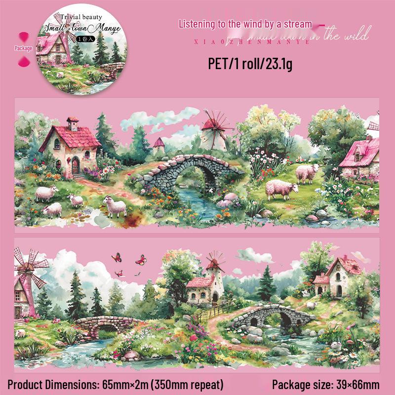 Healing Scenery PET Tape: Town & Nature Series - Houses Pattern DIY Stickers 65mm*2m
