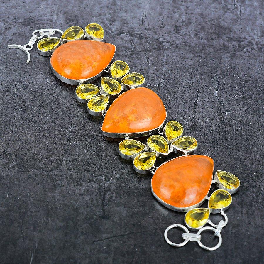 Baltic Amber Gemstone Handmade 925 Sterling Silver Bracelet7-8" F9R99