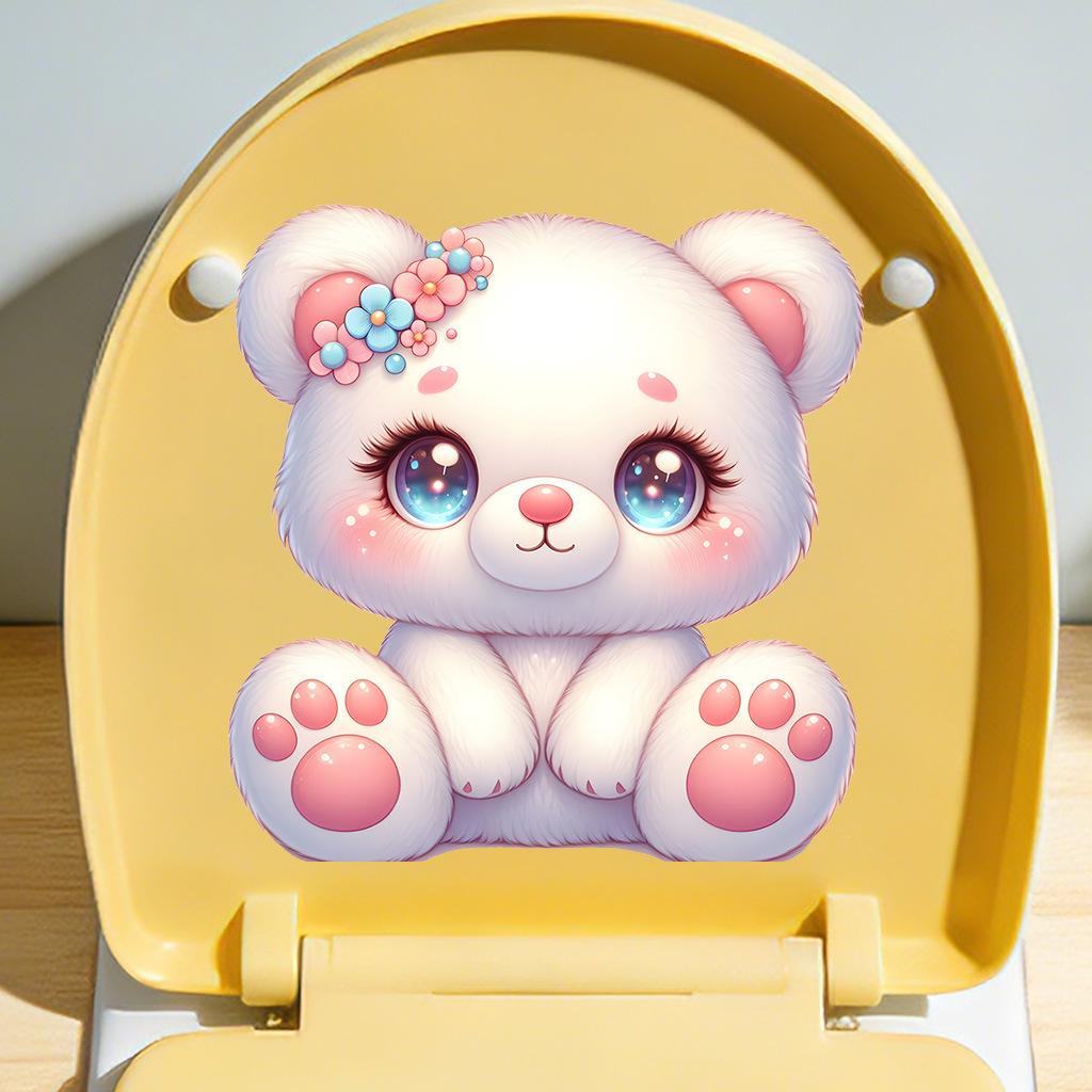 Cute Cartoon Bear Wall Stickers, Removable Self-Adhesive PVC Decals for Kids Room Nursery Bedroom Decoration