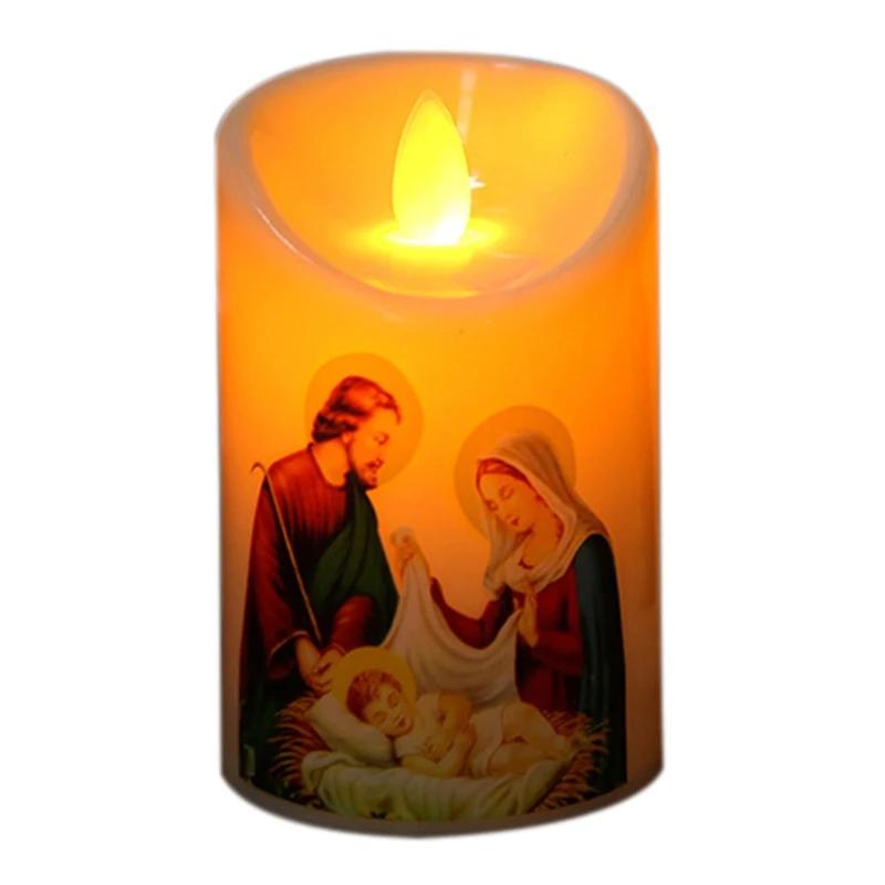 Jesus Christ Candles Lamp LED Tealight Romantic Pillar Light Battery Operated Creative Flameless Electronic Candle candles home