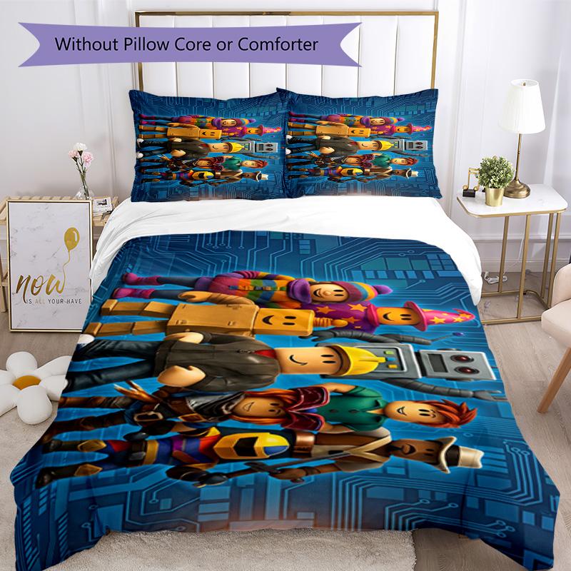 Ensemble de literie Roblox Housse de couette respirante avec taies d'oreiller Linge de lit décoratif pour chambre à coucher Décoration de maison Cadeau d'anniversaire