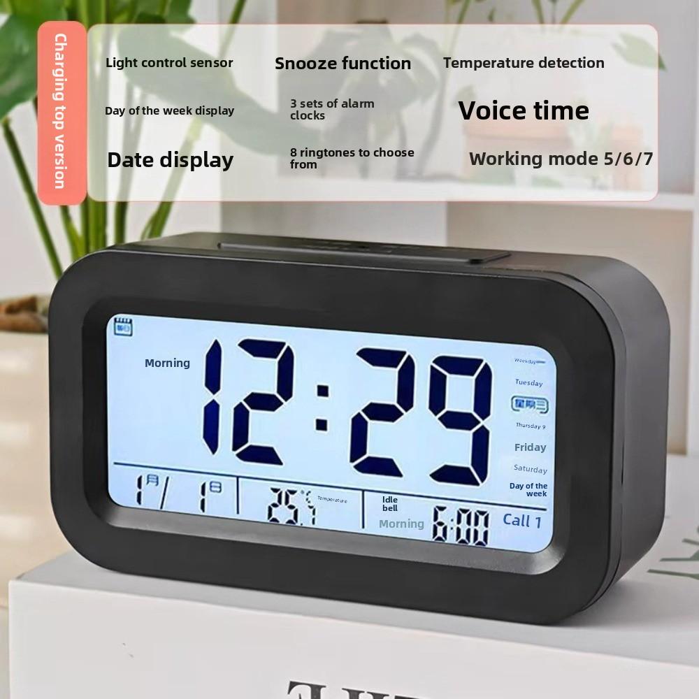 LED Display Digital Alarm Clock Snooze Feature Smart Electronic Clock Desktop Table Clock Bedroom
