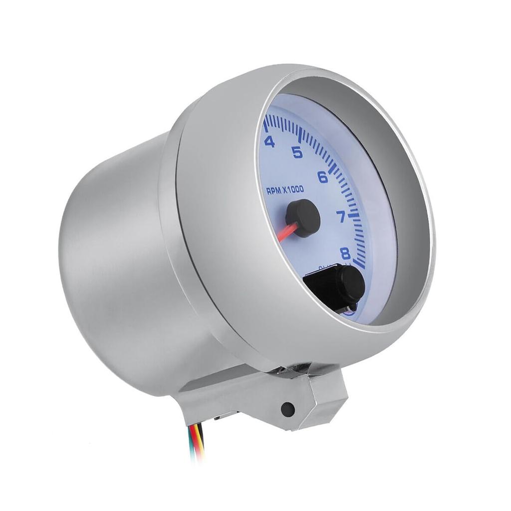 GoolRC Tachometer Gauge, 3.75'' Car Universal Silver Tachometer Gauge Blue Inter Shift light 0-8000 RPM, LED Background Light
