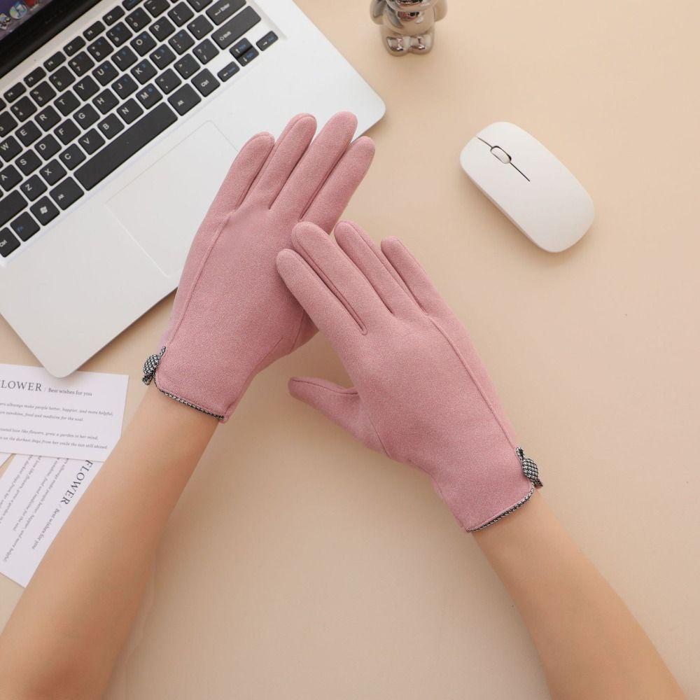 Plush Gloves Solid Color Women Mittens Simple Winter Velvet Gloves Riding