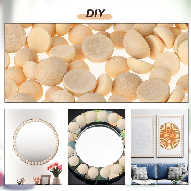 Drewniane połówki kulek, nieoszlifowane, naturalne, okrągłe koraliki do projektów DIY, rękodzieła, malowania, artykułów plastycznych (rozmiar 12-40mm)