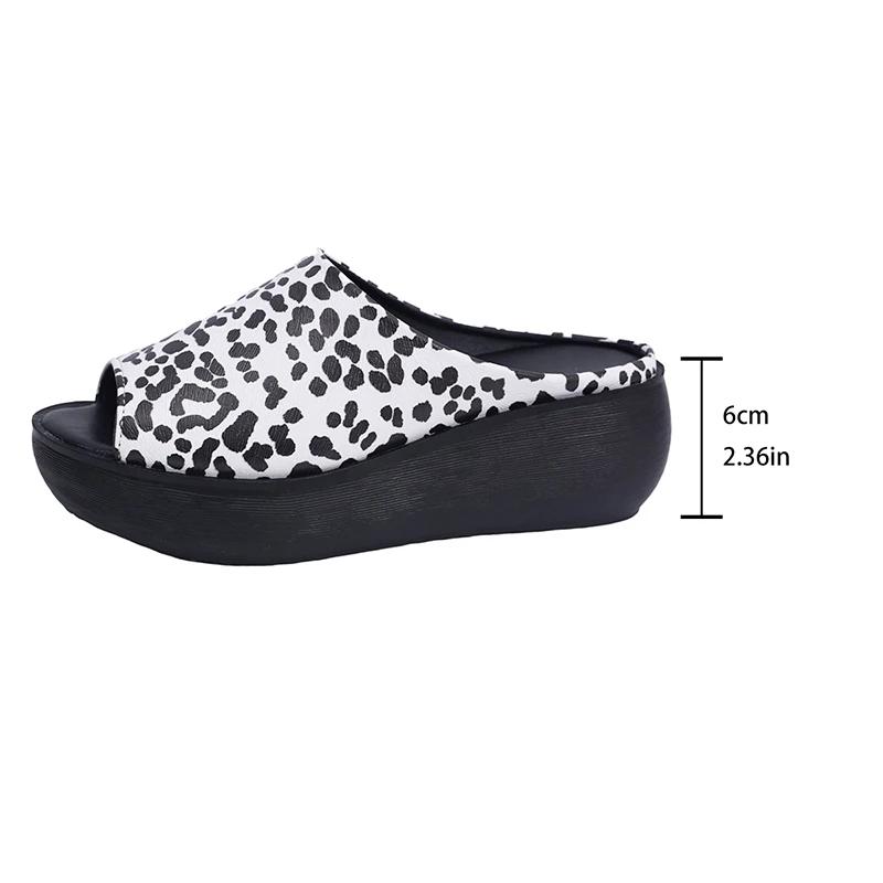 Fashion Leopard Zebra Print Decor Wedges Sandals Women Summer Thick Sole Non Slip Slippers Woman Plus Size Chunky Platform Beach Shoes