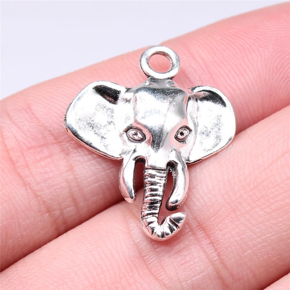 10pcs Elephant Charms For Jewelry Making Tibetan Bronze Silver Color Pendants Antique Jewelry Making DIY Handmade Craft