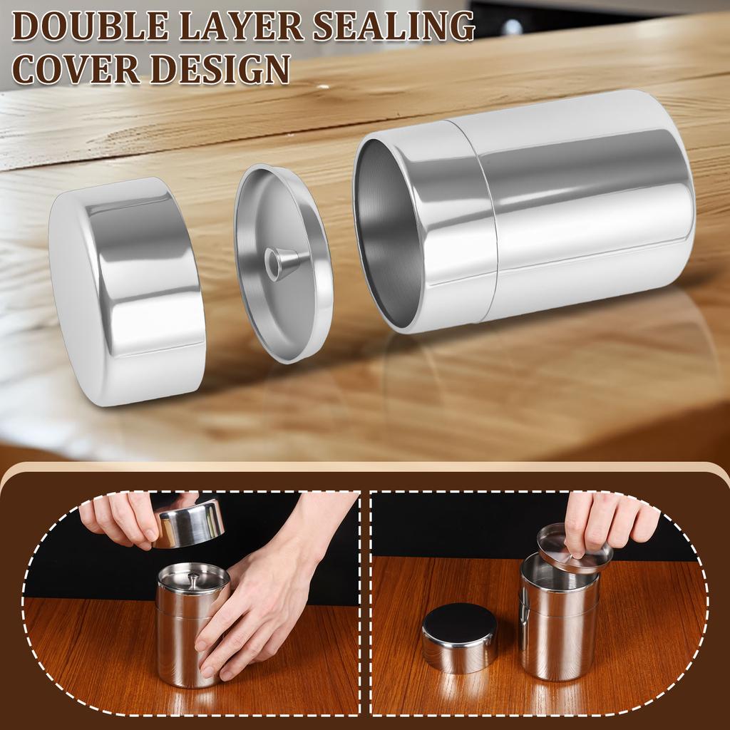 Stainless Steel Tea Canister Double Seal Coffee Bean Storage Container with Lid Portable Sugar Can for Loose Tea Seasoning