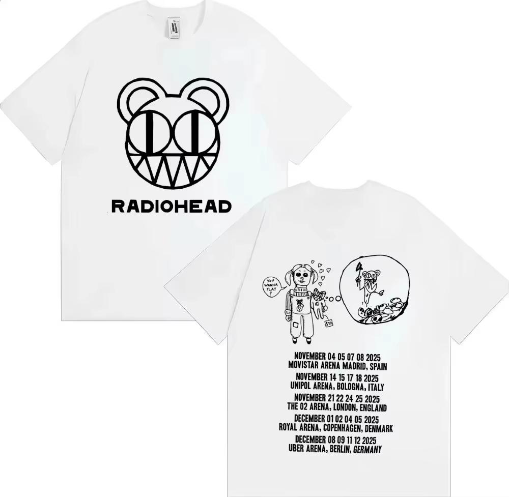 Radiohead 2026 Tour Merch Fashion T-Shirt, Unisex Aesthetic Loose Cotton Casual Short Sleeve, Harajuku Style Streetwear T-shirt