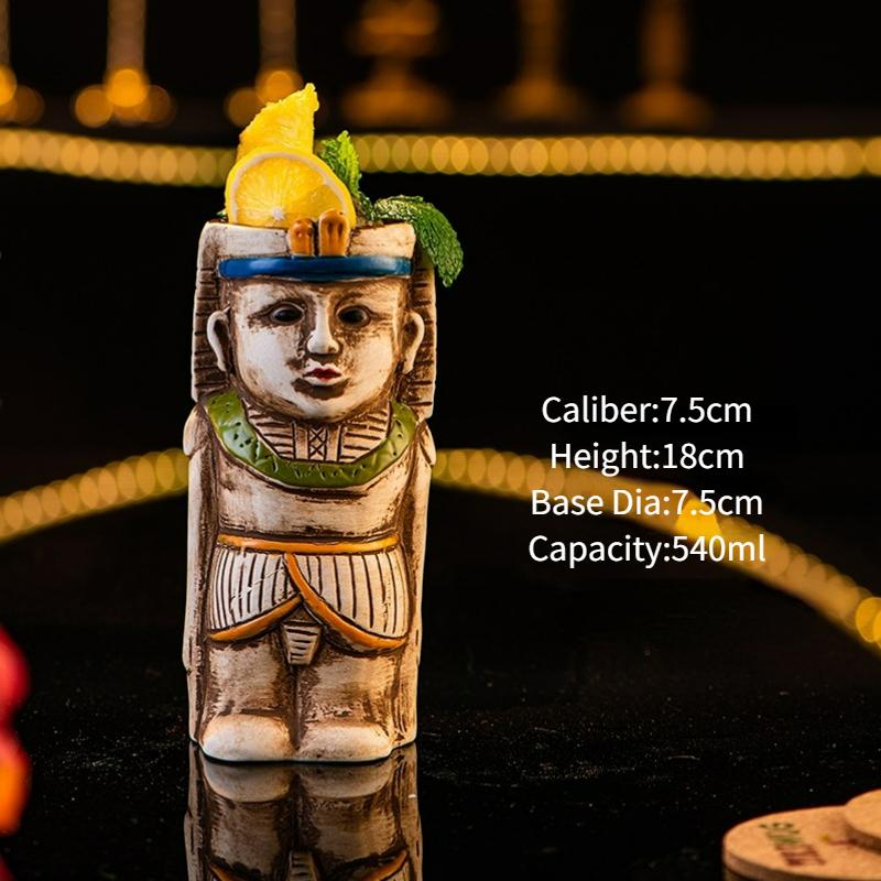 

Creative Tiki Mug Ancient Egyptian Style Ceramic Tiki Mug Cocktail Mug Cold Drink Glasses Cup Mug For Tiki Bar Accessories 440-560ml