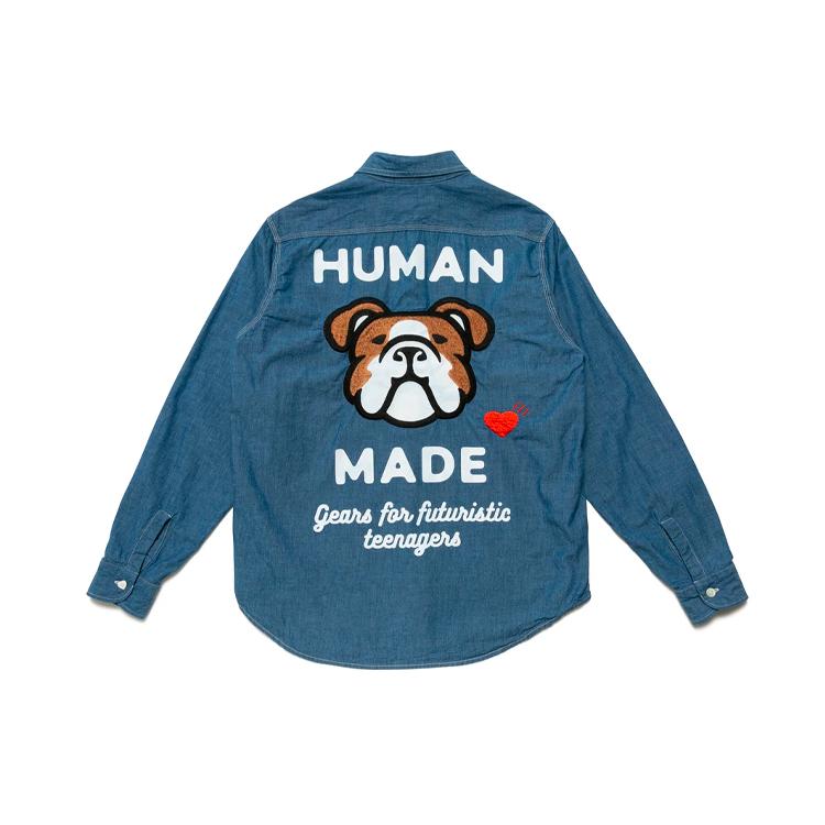 HUMAN MADE Shirts Unisex Blue Lapel Moderate Shirt HM22SH005